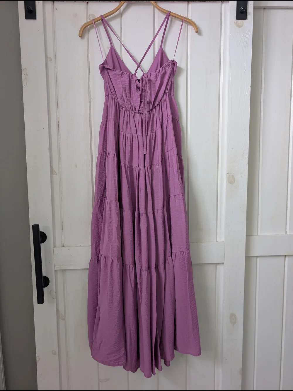 Abercrombie & Fitch Tiered Crisscross Strappy Maxi Dress Lavender Size XST